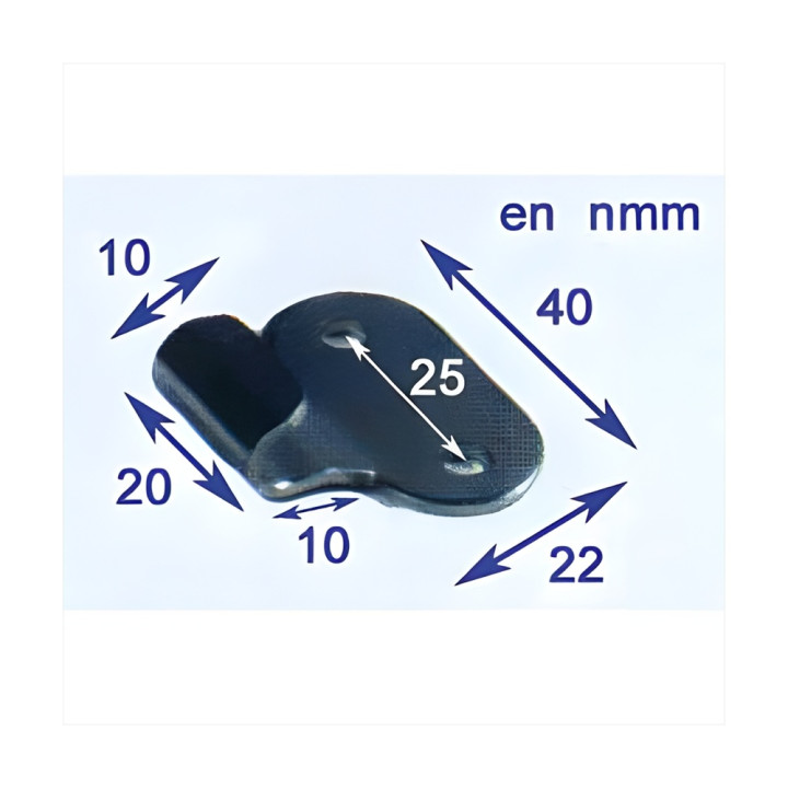 Crochet de Grenouillère 40 x 22 mm – Entraxe 25 mm – Verrouillage Sécurisé