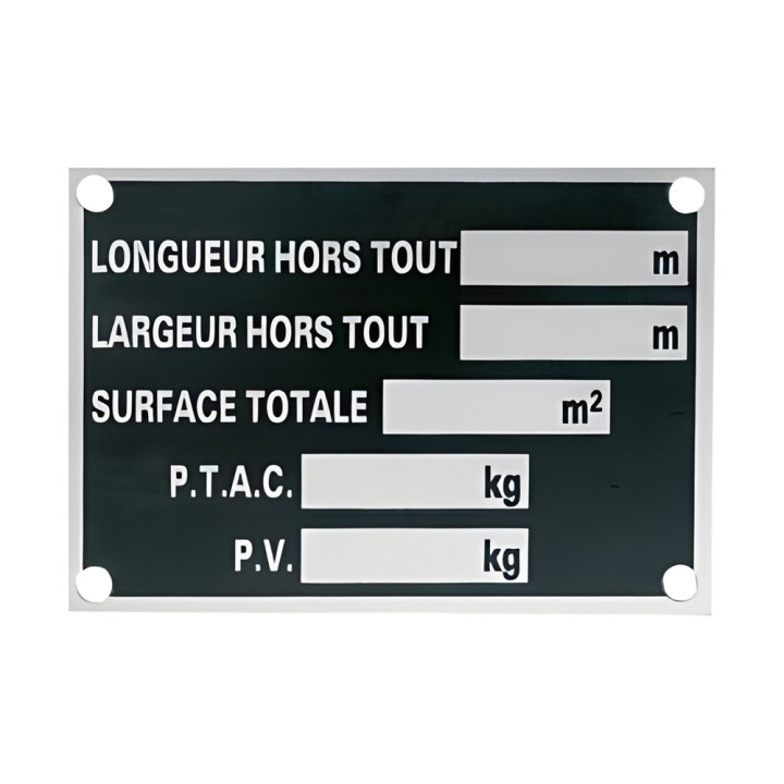 Plaque Constructeur en Aluminium pour Remorque - Dimensions 100 x 70 mm
