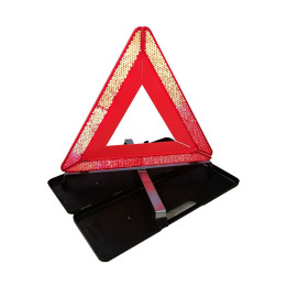 Triangle de présignalisation pliable avec bandes réfléchissantes et étui compact