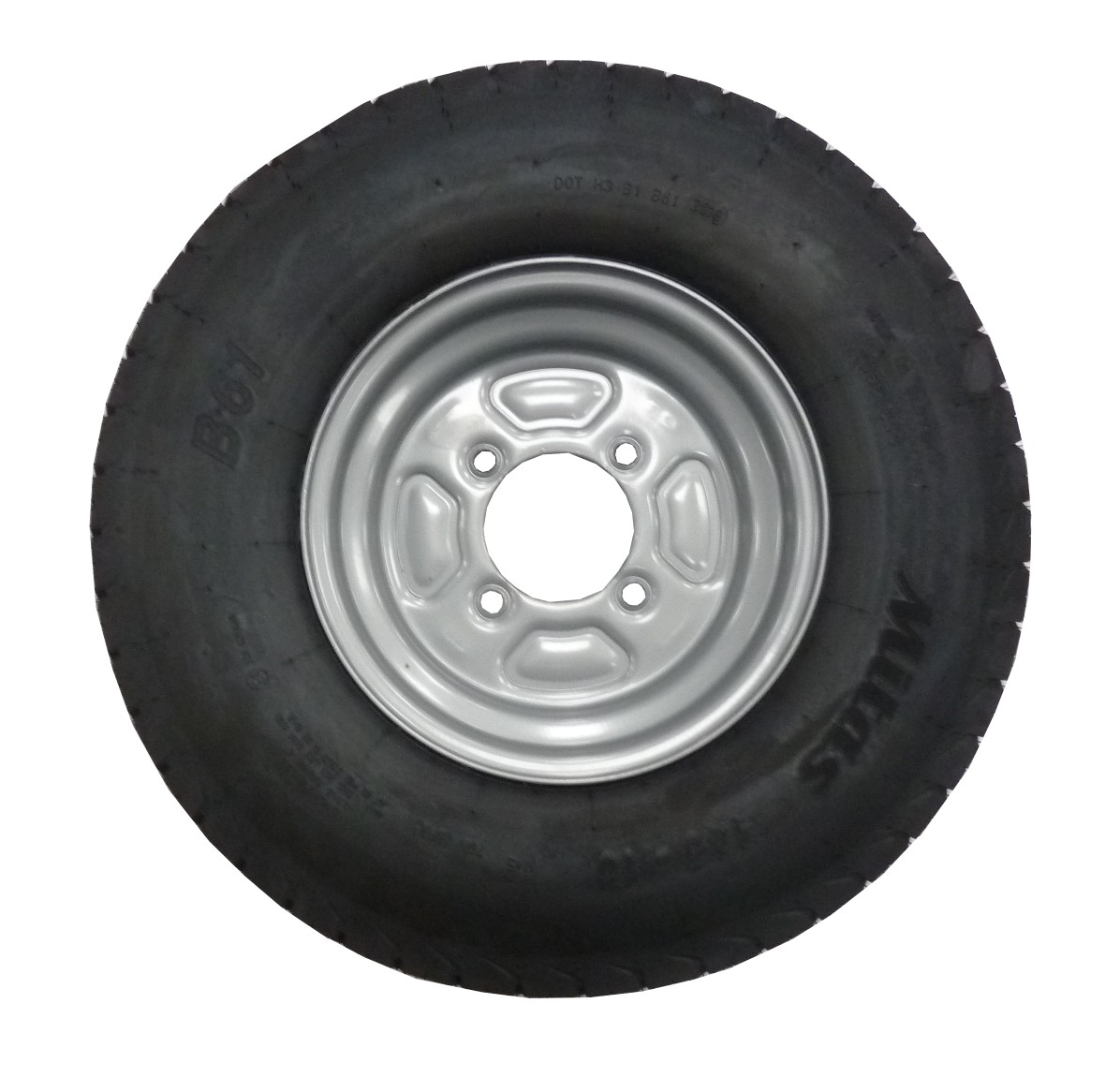 Roue complète 10 pouces - pneu 145/80R10(145R10) + jante 4x100-375 kg -  Trailergigant