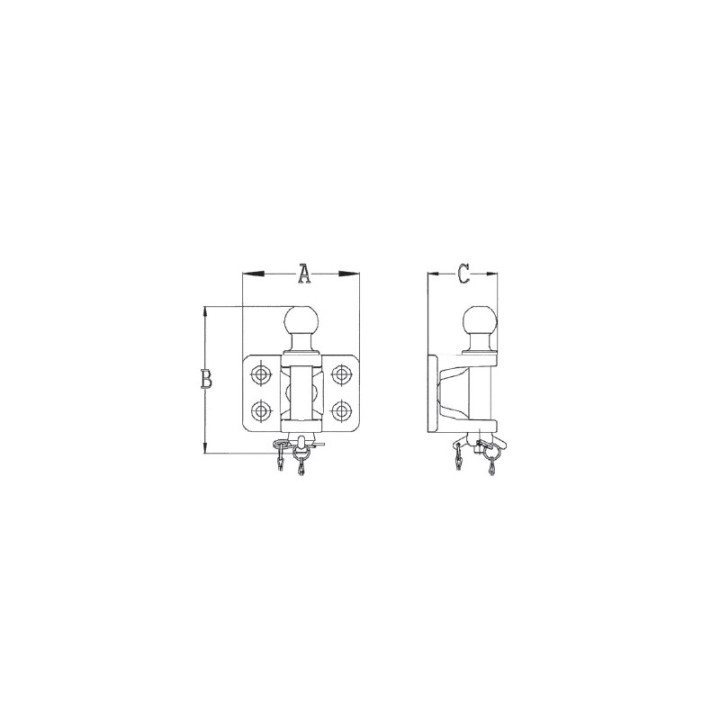 Chape Mixte 4 Trous POMMIER - Attelage 3500 kg - Diamètre 17 mm