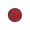 Catadioptre rouge rond 86 mm avec trou central pour remorques et véhicules.