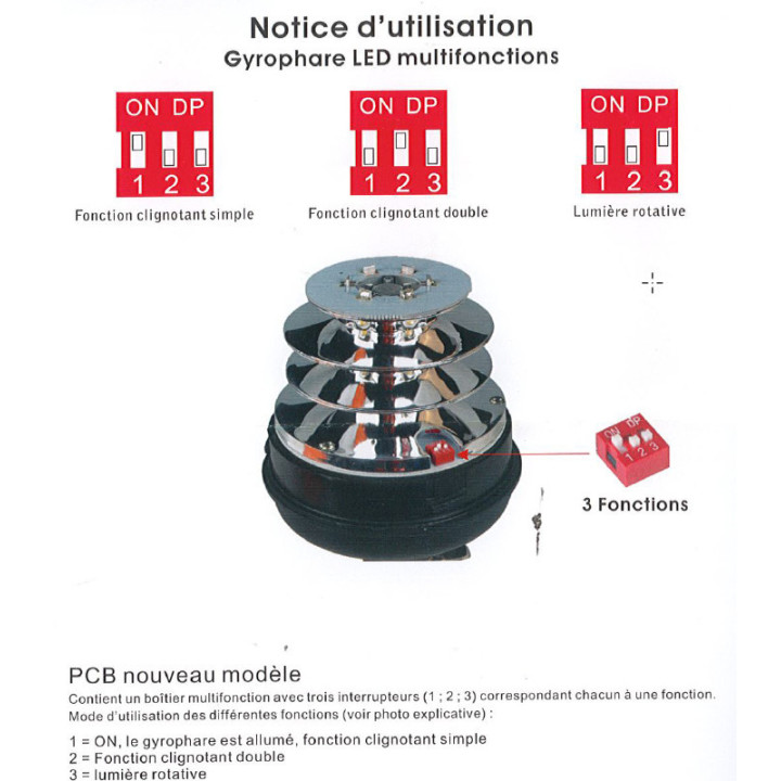Gyrophare Multifonction LED Tige Flexible