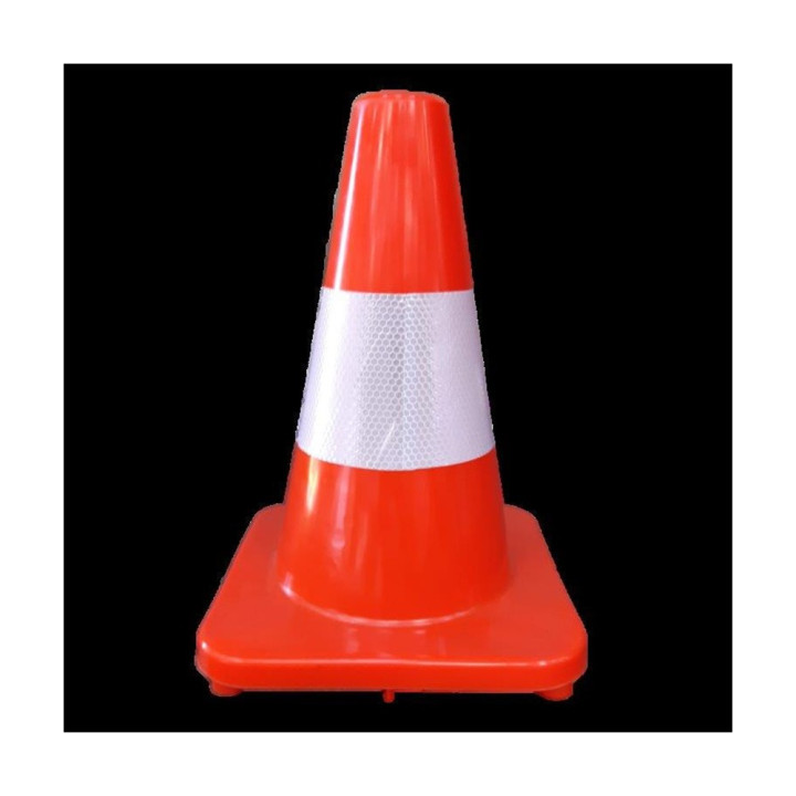 Cône PVC 300 mm Souple - Rouge/Blanc avec Bande Réfléchissante