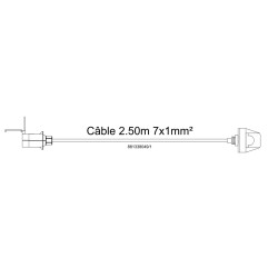 Rallonge en plastique 2,50 m - 7 x 1 mm² - socle femelle/Prolongateur femelle