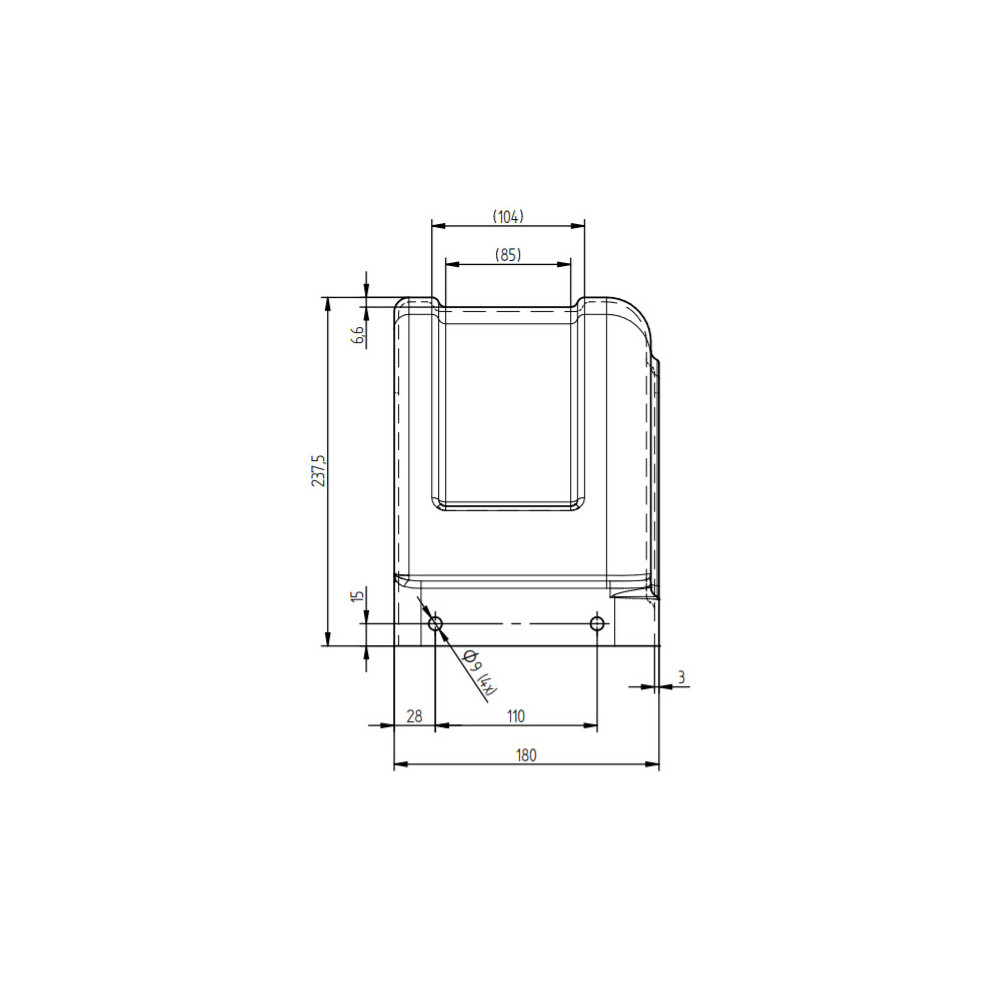 Garde-Boue Remorque 10 Pouces - Noir - Avec Réflecteur - Plastique ABS - 600x175x240 Mm