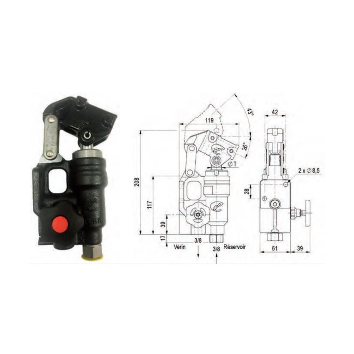 POMPE EN LIGNE+LEVIER - Pompes et vérins hydrauliques