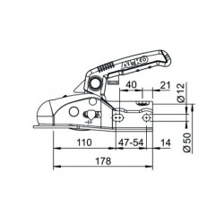 Tête d’attelage ALKO AK161 - Ø50 mm - 1600 kg - Entretoises 35/45 mm incluses
