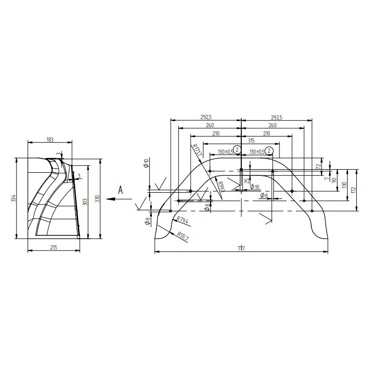 Garde Boue  plastique 13-14'' - Noir avec bavette