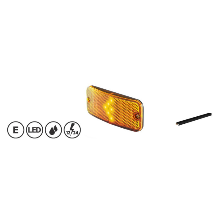 Feu de position latéral orange LED avec flèche + câble plat  500 mm