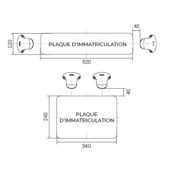 Pack de 2 éclaireurs de plaque LED 12-24V + 500mm de câble plat