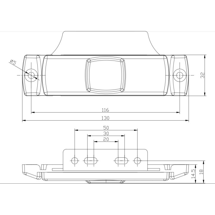 FEUX DE GABARIT LED 12/24V BLANC SUR EQUERRE + CONNECTIQUE QS150