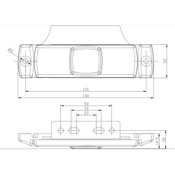 FEUX DE GABARIT LED 12/24V BLANC SUR EQUERRE + CONNECTIQUE QS150