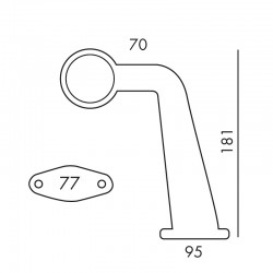Feu de gabarit incliné AJBA 12V - Base métallique et cabochon réversible - Dimensions