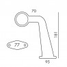 Feu de gabarit incliné AJBA 12V - Base métallique et cabochon réversible - Dimensions