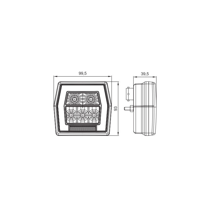 Feu à LEDS 3 fonctions - Gauche ou Droit - PROPLAST