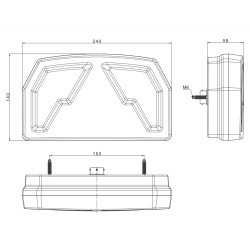 FEU ARRIERE  3 fonctions à LED 12V