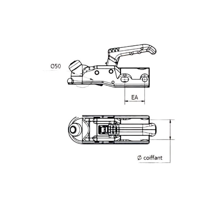 Boîtier Attelage KNOTT KF20 BN3 - 2000 kg - Coiffant 45 mm
