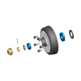 KIT MOYEU 5x140 POUR FREIN Ø250x40 TYPE R40 - Composition du kit avec éléments prêts à être installés.