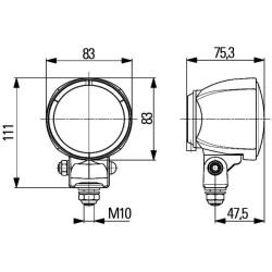 PHARE TRAVAIL H3 LONG PORTEE PIVOTANT - HELLA