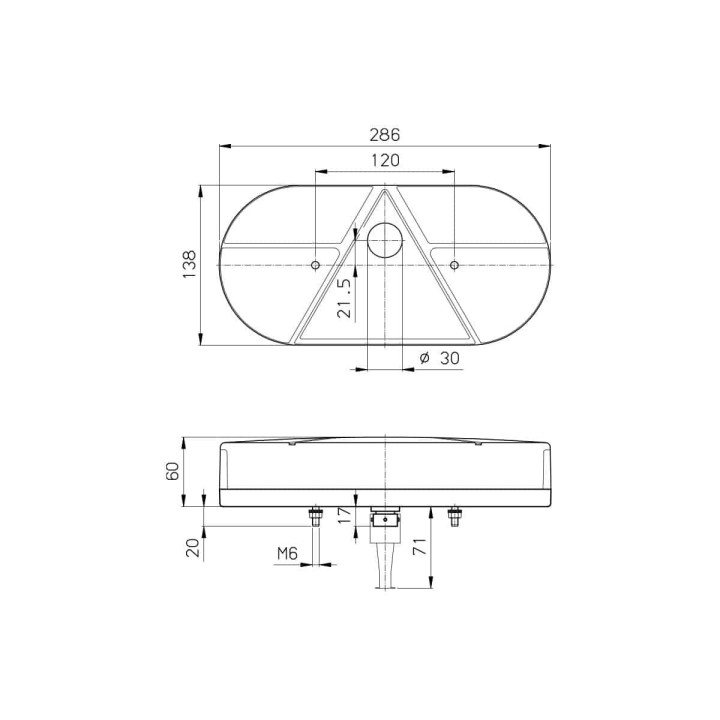 Feu 5 Fonctions Droit JOKON 610 avec Réflecteur Triangulaire - 12V