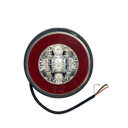 Feu Rond Droit/Gauche - 3 Fonctions - Effet Néon Rouge - 12/24V