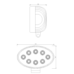 Phare de Travail LED - Ovale - 1920 lumens