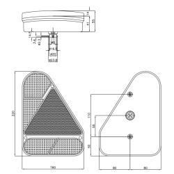 Feu 5 Fonctions Droit AJBA FP 76 - 12V - Clignotant, stop, veilleuse, feu de brouillard, catadioptre
