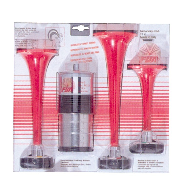 Avertisseur sonore 12V - 3 trompes en résine avec accessoires inclus Avertisseur sonore 12V - 3 trompes en résine avec accessoires inclus